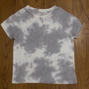 Purple Gray Tie Dye T-Shirt Crop Top